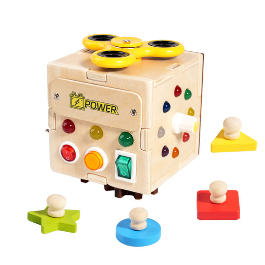 Multi-Activity Wooden Cube for Toddlers